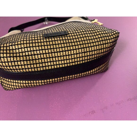 Fossil Maya Bag Leather Trim Colorblock Hobo Purse Multi Crossbody Strap Neutral - Picture 10 of 11